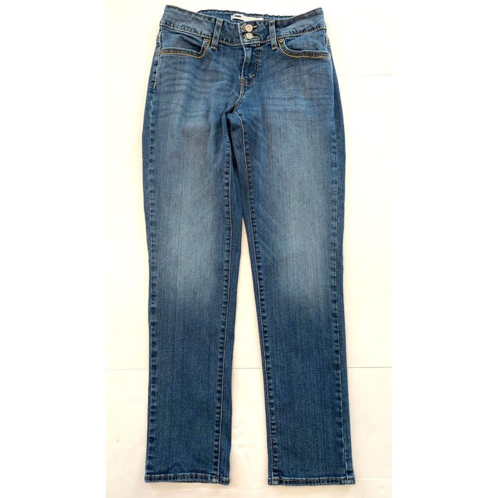 Levis 529 Jeans Womens 28 Low Rise Curvy Slim Fit Stacked Button Whiskered Denim